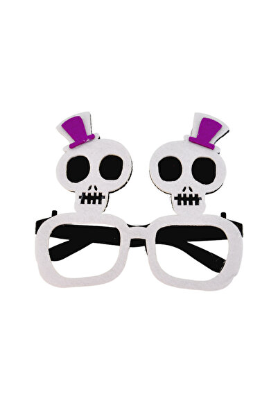 kidspartim نظارات الهالوين البلاستيكية ذات الرأس الجاف الأبيض