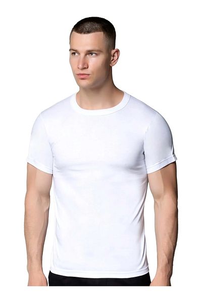 SİERNA 6-Piece Men's Combed Cotton White Crew Neck Undershirt Undershirt Srn-003026