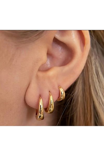 MELLS TAKI 316L Stainless Steel - Triple Vintage Gold Earring Set
