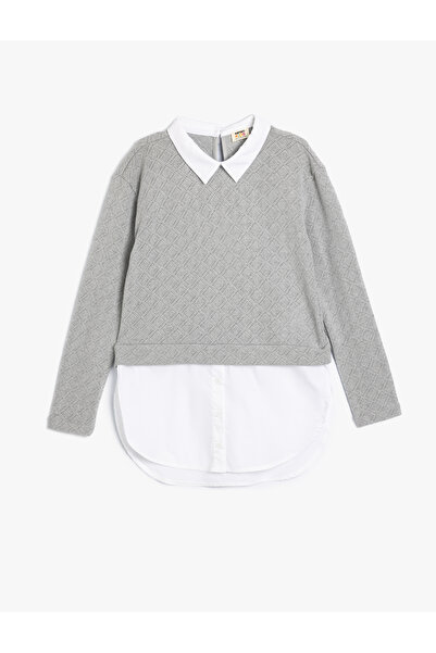 Koton Gömlek Detaylı Sweatshirt Çift Kumaş Detaylı