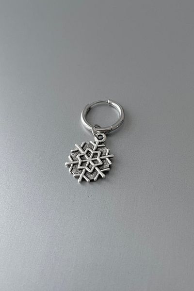 Jaida Moda Unisex Silver Christmas Snowflake Dangle Steel Earrings