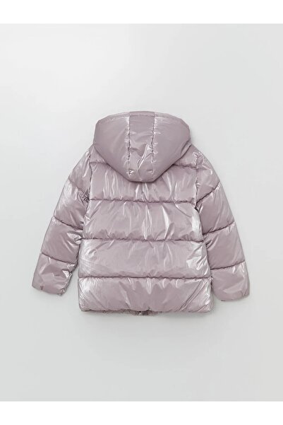 LC Waikiki LCW Kids Mat Lila Kapüşonlu Kız Çocuk Şişme Mont