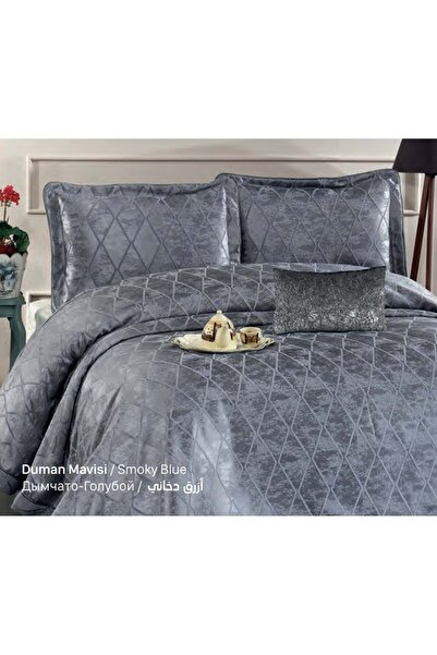 Güzide Çift Kişilik Modern Yatak Örtüsü Angel Duman Mavi