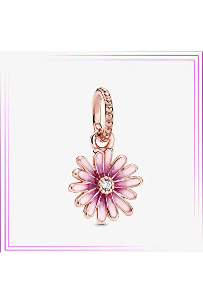 Lines Bijuteri 925 Ayar Gümüş Pembe Papatya Sallantılı Charm