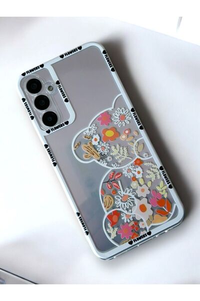 Merwish Samsung Galaxy S24 Fe Compatible Floral Tedy Patterned 2.00 mm Camera Protection Transparent Case