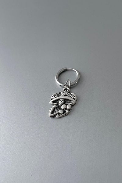 Jaida Moda Unisex Silver Christmas Witch Figured Steel Hoop Earrings