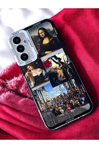 Merwish Samsung Galaxy S24 Fe Compatible Louvreart Patterned 2.00 mm Camera Protected Transparent Case