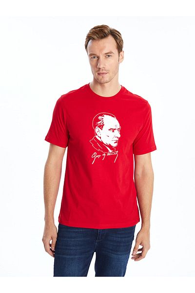 LC Waikiki Tricou pentru bărbați din bumbac pieptănat cu mânecă scurtă cu mânecă scurtă Lcwk