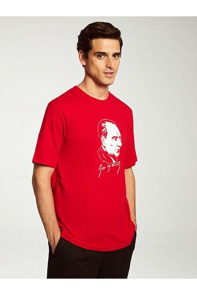 LC Waikiki Tricou pentru bărbați din bumbac pieptănat cu mânecă scurtă cu mânecă scurtă Lcwk