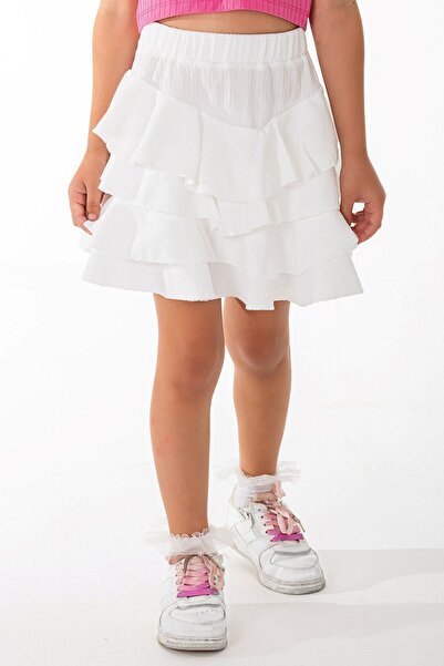 Fashion'S fustă albă cu volane pentru fetiță mykonos