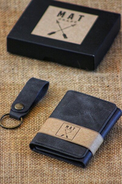 matleather Hakiki Deri Mıknatıslı Dik Cüzdan / Hediye Kutulu / Deri Anahtarlık Hediyeli