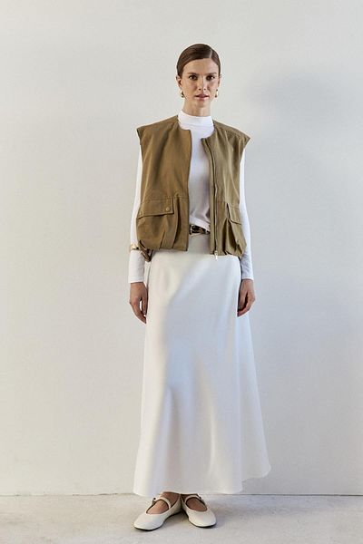 YOUR NAME Khaki Women's Bomber Vest with Pockets