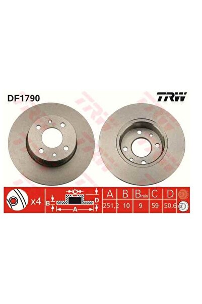 TRW FREN DISKI ARKA DUZ 251.5 MM ( FIAT   STILO 1.4 1.6 16V 1.9JTD LINEA / BR...