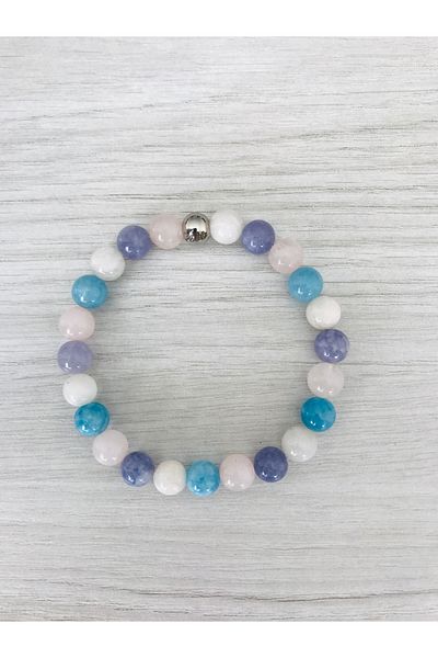 MK tasarım Mk Design - Real Moonstone Purple and Pink Quartz Stone Bracelet - Mkt47001