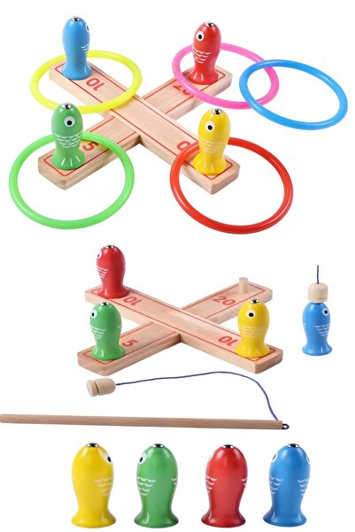 Hyd Educational Wooden Toy Magnetic Wooden Ring Passing and Fishing Game