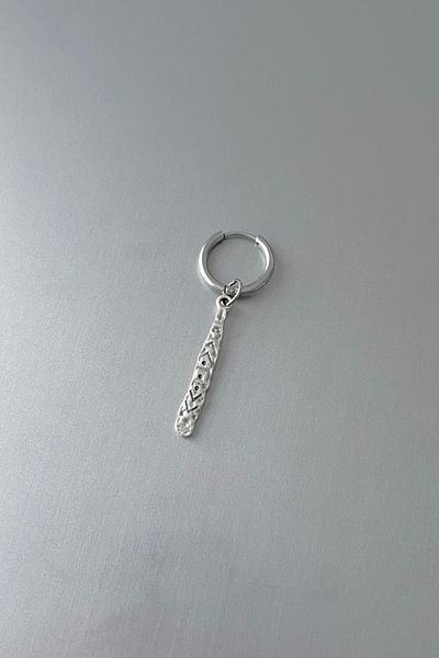Jaida Moda Unisex Silver Striped Bar Design Steel Hoop Earrings
