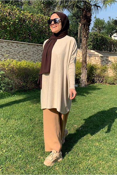 Moda Rosa 25K4047 - Beige - Fisher Collar Knitwear Pullover