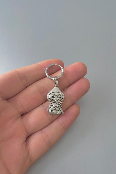 Jaida Moda Unisex Silver Christmas Flute Fairy Elf Figured Steel Hoop Earrings