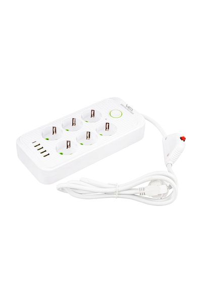 Axe Tools 1.5 Meter Cable - Current Protected 6 Plugs 4 USB 1 Type-C Input Multiple Sockets Axe2-7V