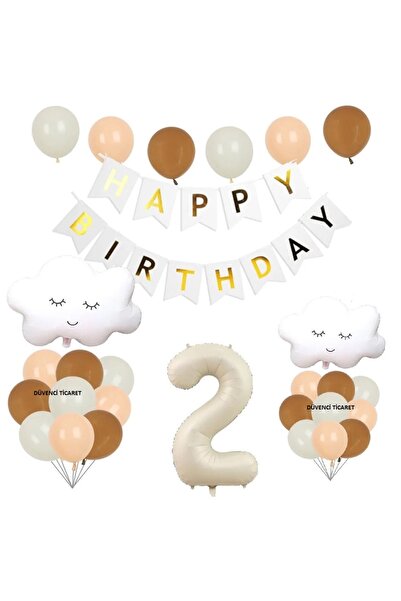 DÜVENCİ TİCARET RETRO RENK BULUT FOLYOLU YAŞ BALON SET