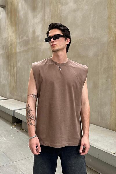HAFKAGİYİM Καφέ Basic A1 OUTPLENTY PREMIUM Oversize Μπλουζάκι Αθλητή