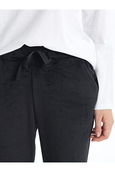 LC Waikiki Beli Lastikli Düz Kadife Kadın Jogger Pijama Alt