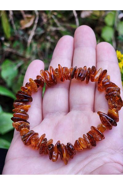 Kehribar Sarayı Drop Amber Huge Grains Cognac Color Women's Men's Bracelet 20cm