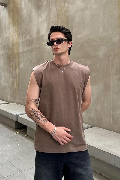 HAFKAGİYİM Καφέ Basic A1 OUTPLENTY PREMIUM Oversize Μπλουζάκι Αθλητή