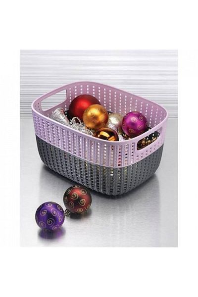costurera 3 Lt Double Colored Knitted Pattern Basket - Royaleks-G649