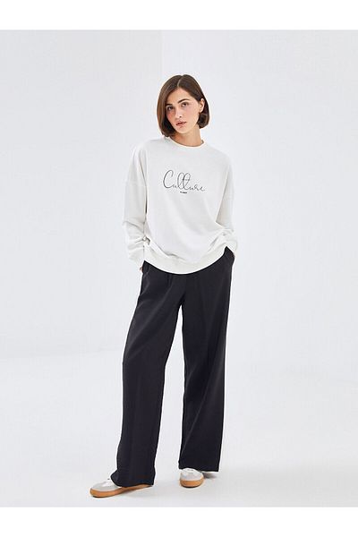 LC Waikiki Дамски суитшърт с щампа и кръгло деколте LCW Oversize