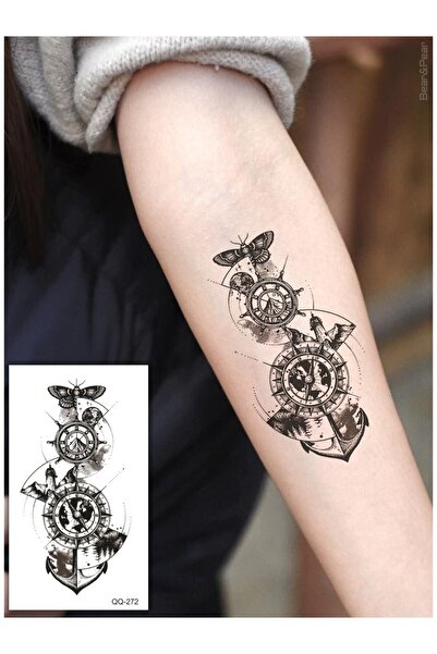 GLANZEND Gerçek Dövme Görünümlü Pusula Modelli 3 Boyutlu Tattoo Geçici Dövme