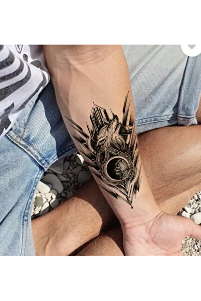 GLANZEND Gerçek Dövme Görünümlü Kurt Modelli 3 Boyutlu Tattoo Geçici Dövme