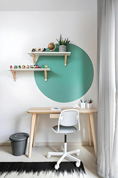 KanvasSepeti ورق جدران من القماش ذاتي اللصق بنمط بوهو بوهيمي أخضر مائي مستدير