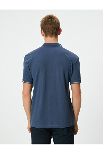 Koton Bavlněné tričko Slim Fit Polo s krátkým rukávem a proužkem