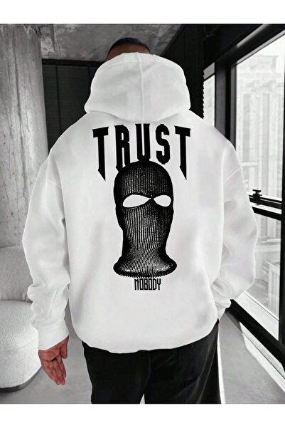 NEVERMIND Hanorac supradimensionat cu glugă cu imprimeu Trust unisex - 3 fire