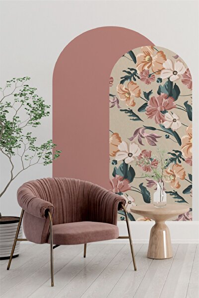 KanvasSepeti Kendiliğinden Yapışkanlı Kumaş Kanvas Dokulu Duvar Kağıdı Çiçek ...