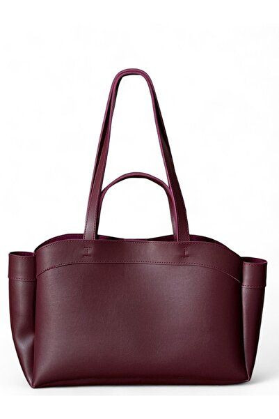 Goldies Bag Kadın Bordo Cherry Red Tote Suni Deri Yavrulu Çift Kol Askılı Sho...