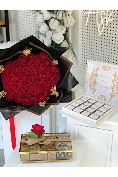 Masalsı Concept 80+32 Adet Kız İsteme Çikolatası 41 Kadife Gül Kız İsteme Çiç...