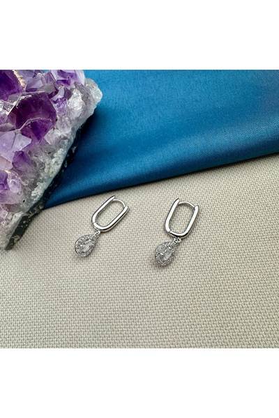 Opia Takı & Aksesuar Kadın Çelik Damla Taşlı Sallantılı Halka Silver Küpe