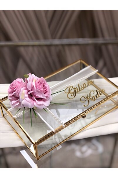 Masalsı Concept İsimli Çiçekli Kız Isteme Çikolata Kutusu Cam Kutuda Söz Nişa...