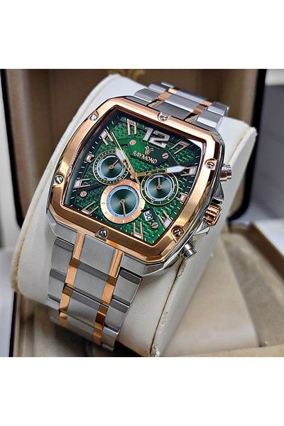Raymond Green Dial Steel Men's Wristwatch