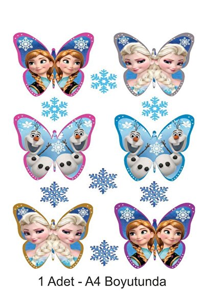 Genel Markalar Elsa Frozen Kelebek A4 Boyutunda Yenilebilir Pasta Süsü Kurabi...