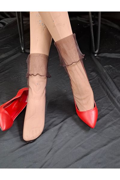 es moda shop Brown Salsa Frilly Short Tulle Socks