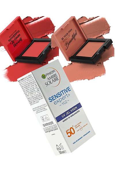 Pastel 42 Rosery + 43 Scarlett + Ambre Solaire Cream Blush - Sunscreen Face Cream Spf 50 50ml