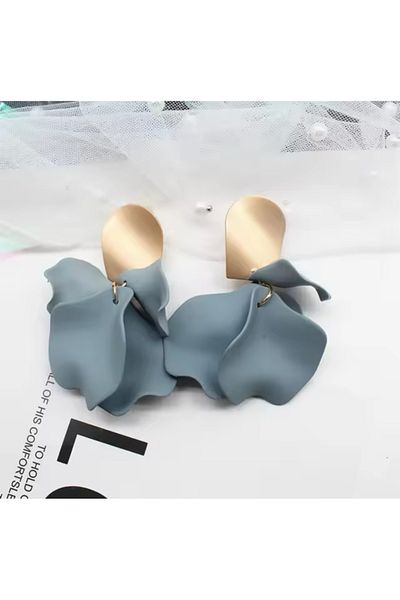 POSEİDONS JEWELLERY Gray Acrylic Vintagegül Petal Flower Earrings