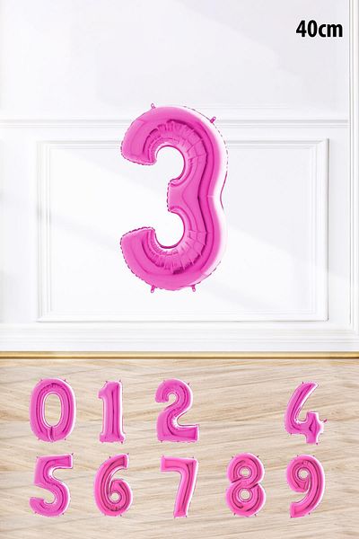 PEKSHOP Pink Color Number Foil Balloon Pink Age Balloon Number Balloons 16 Inch 40 cm