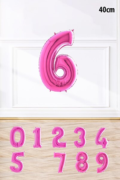 PEKSHOP Pembe Renk Rakam Folyo Balon Pembe Yaş Balonu Sayı Balonlar 16 inç 40 cm
