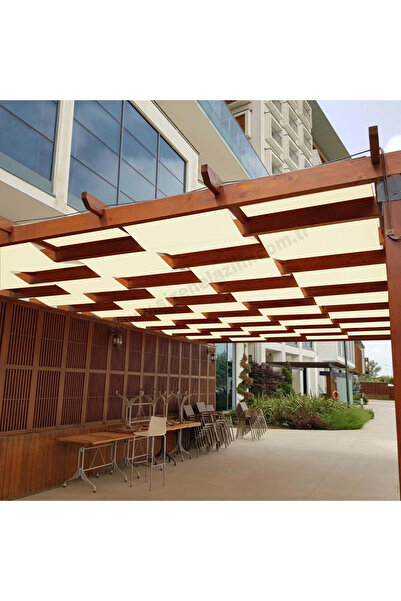 sizenelazım 50cm x 3m Krem Su Geçirmez Dekoratif Gölgelik Battı Çıktı