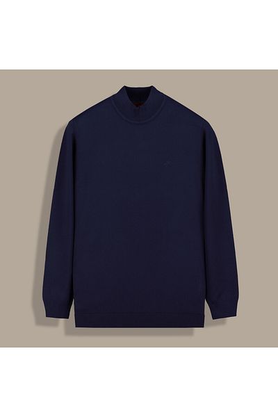 Sarar Μπλε Navy Rayon Weaving - Πλεκτό με μισό ζιβάγκο Συνέντευξη