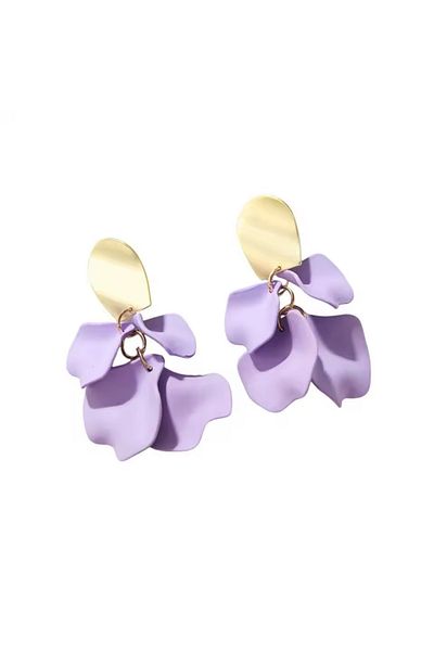 POSEİDONS JEWELLERY Lilac Acrylic Vintage Rose Petals Flower Earrings